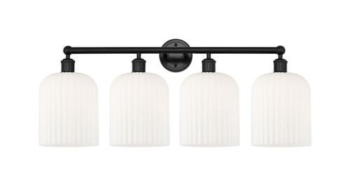 INNOVATIONS 616-4W-BK-G559-8GWH Bridal Veil 4-Light Bath Vanity Light Matte Black