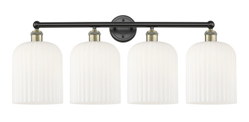 INNOVATIONS 616-4W-BAB-G559-8GWH Bridal Veil 4-Light Bath Vanity Light Black Antique Brass