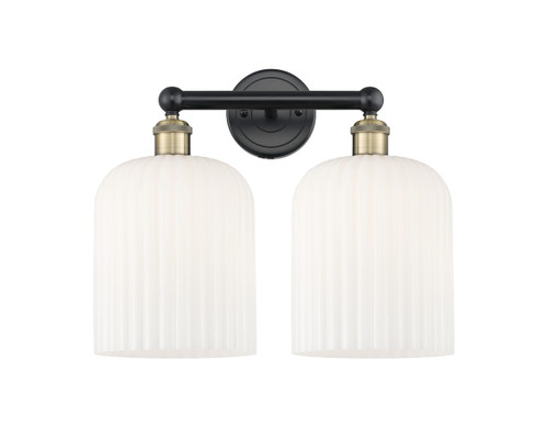 INNOVATIONS 616-2W-BAB-G559-8GWH Bridal Veil 2-Light Bath Vanity Light Black Antique Brass