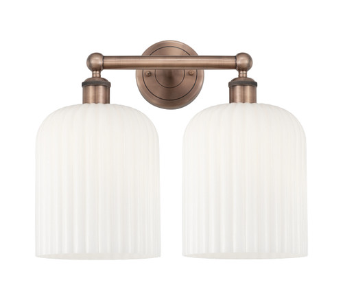 INNOVATIONS 616-2W-AC-G559-8GWH Bridal Veil 2-Light Bath Vanity Light Antique Copper