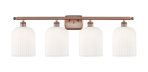 INNOVATIONS 516-4W-AC-G559-8GWH Bridal Veil 4-Light Bath Vanity Light Antique Copper