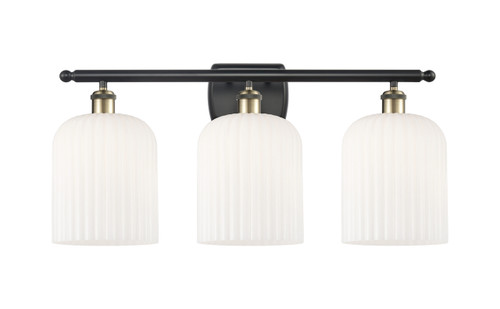 INNOVATIONS 516-3W-BAB-G559-8GWH Bridal Veil 3-Light Bath Vanity Light Black Antique Brass