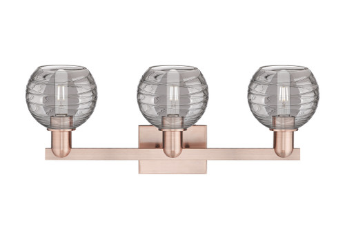INNOVATIONS 716-3W-AC-G1213-6SM Athens Deco Swirl 3-Light Bath Vanity Light Antique Copper