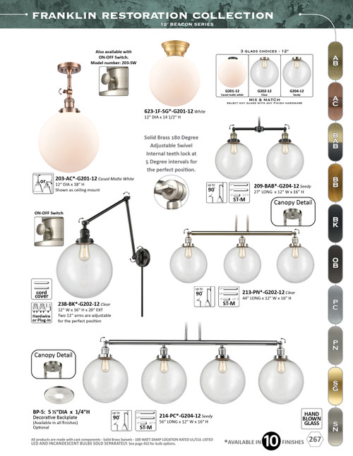 INNOVATIONS 238-PN-G208-12 Beacon 1-Light Swing Arm Polished Nickel