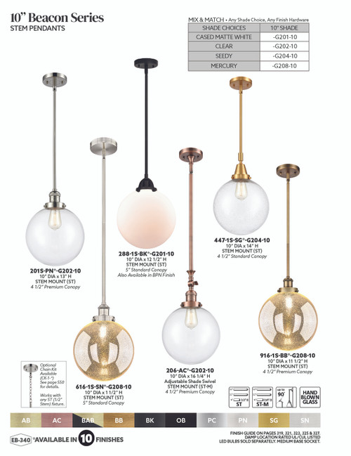 INNOVATIONS 447-1S-BAB-G208-10 Beacon 1-Light Mini Pendant Black Antique Brass