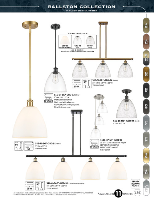 INNOVATIONS 113B-3P-PC-GBD-92 Bristol 3-Light Multi Pendant Polished Chrome