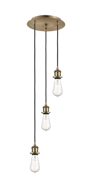 INNOVATIONS 113B-3P-AB-GBD-124 Bristol 3-Light Multi Pendant Antique Brass