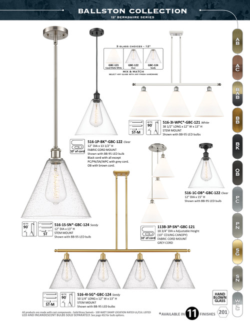 INNOVATIONS 113B-3P-PC-GBC-121 Berkshire Glass 3-Light Multi Pendant Polished Chrome