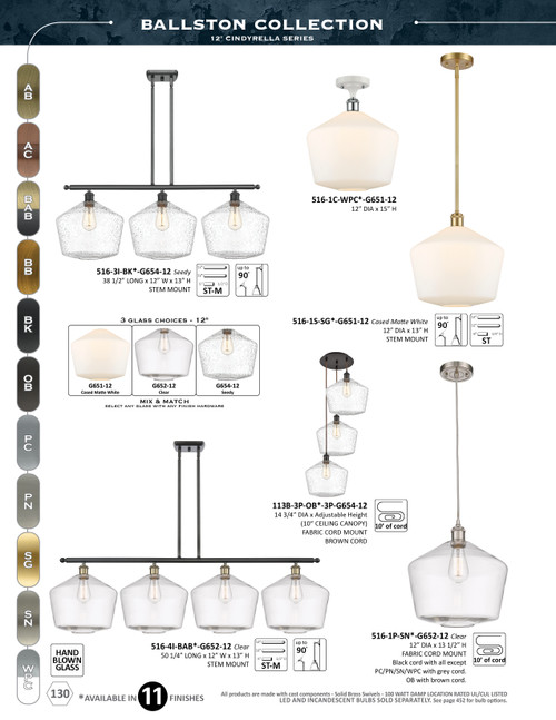 INNOVATIONS 113B-3P-PC-G652-12 Cindyrella 3-Light Multi Pendant Polished Chrome