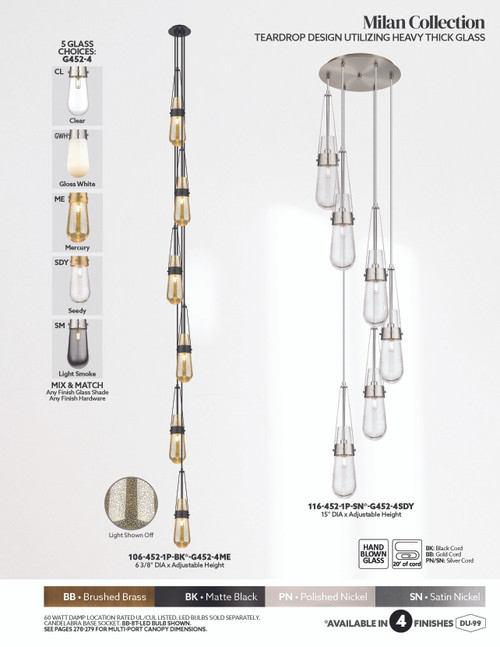 INNOVATIONS 106-452-1P-BK-G452-4SDY Milan 6-Light Multi Pendant Matte Black