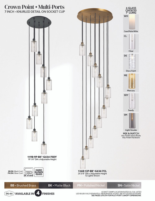 INNOVATIONS 126B-12P-BK-G434-7SM Crown Point 12-Light Multi Pendant Matte Black