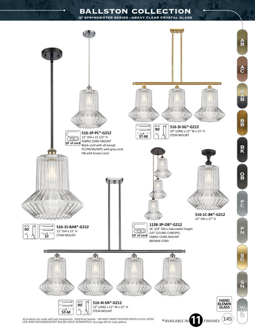 INNOVATIONS 113B-3P-PN-G212 Springwater 3-Light Multi Pendant Polished Nickel