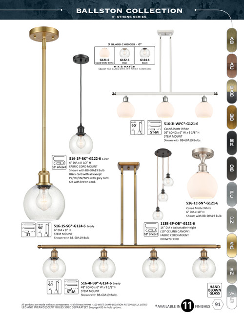 INNOVATIONS 113B-3P-PC-G124-6 Athens 3-Light Multi Pendant Polished Chrome