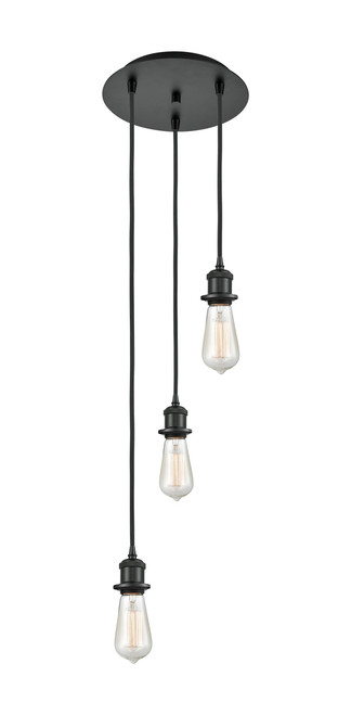 INNOVATIONS 113B-3P-BK-G1216-12WM White Mouchette 3-Light Multi Pendant Matte Black