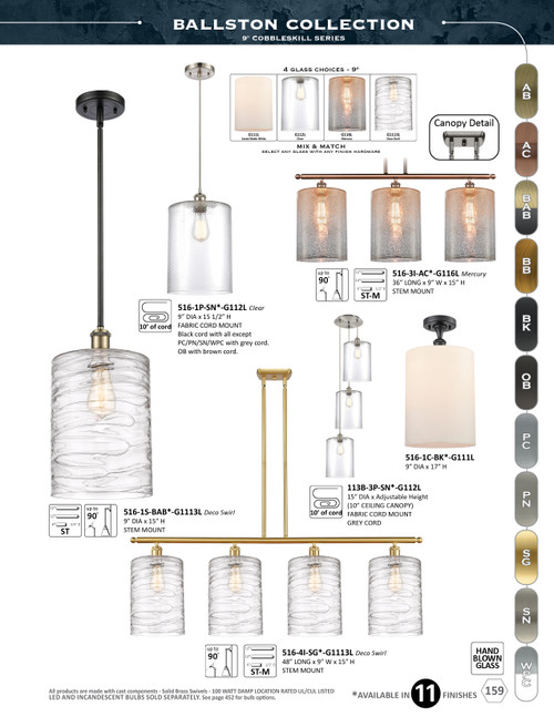 INNOVATIONS 113B-3P-PN-G116-L Cobbleskill 3-Light Multi Pendant Polished Nickel