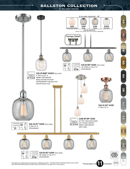 INNOVATIONS 113B-3P-PC-G1013 Belfast 3-Light Multi Pendant Polished Chrome