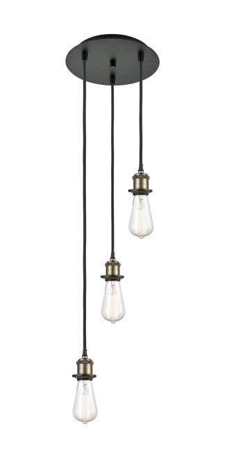 INNOVATIONS 113B-3P-BAB-G559-8CL Bridal Veil 3-Light Multi Pendant Black Antique Brass