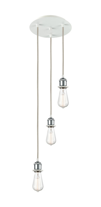 INNOVATIONS 113B-3P-WPC-G557-10SM Vaz 3-Light Multi Pendant White Polished Chrome