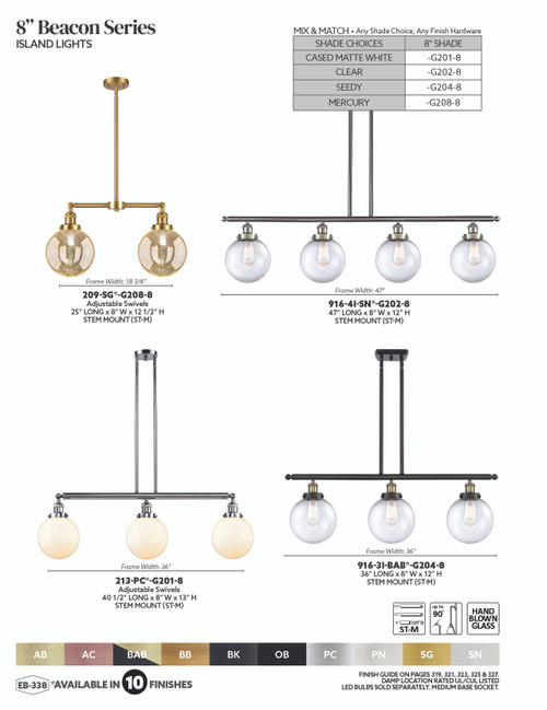 INNOVATIONS 213-SG-G208-8 Beacon 3-Light Island Light Satin Gold