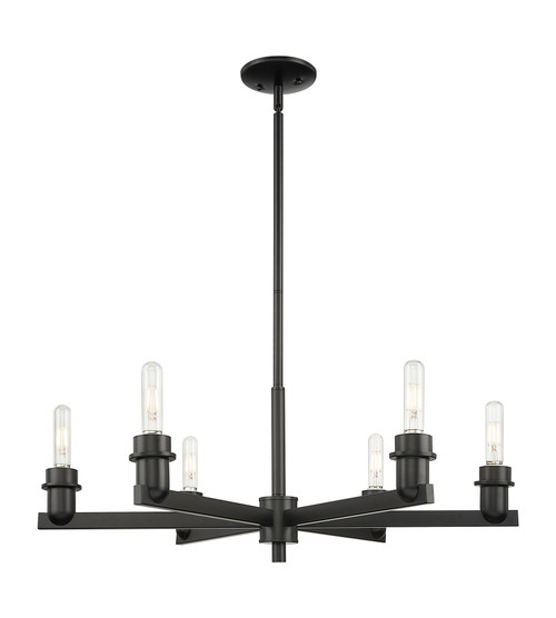 INNOVATIONS 716-6CR-BK-G559-8ME Bridal Veil 6-Light Chandelier Matte Black