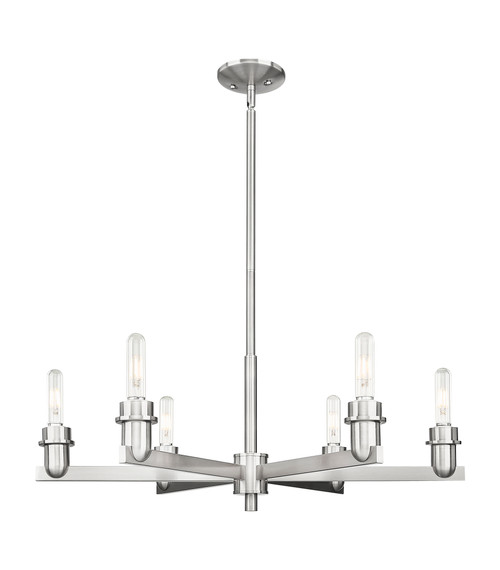 INNOVATIONS 716-6CR-SN-G559-8BL Bridal Veil 6-Light Chandelier Satin Nickel
