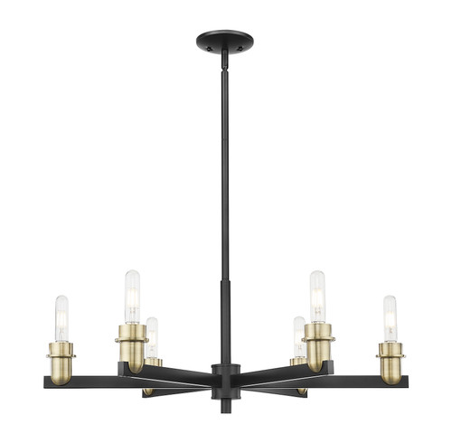 INNOVATIONS 716-6CR-BAB-G559-5ME Bridal Veil 6-Light Chandelier Black Antique Brass