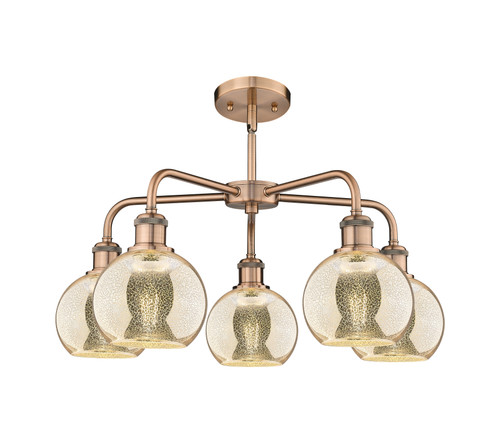 INNOVATIONS 516-5CR-AC-G128-6 Athens 5-Light Chandelier Antique Copper