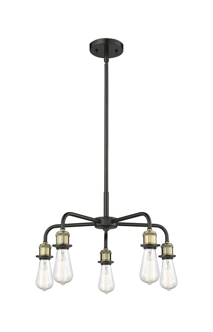 INNOVATIONS 516-5CR-BAB-G559-8SM Bridal Veil 5-Light Chandelier Black Antique Brass