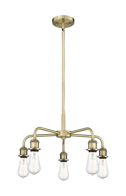 INNOVATIONS 516-5CR-AB-G559-8CL Bridal Veil 5-Light Chandelier Antique Brass