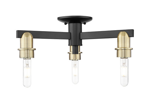 INNOVATIONS 716-3F-BAB-NBD2-75-NAT Natural Ballston Dome 3-Light Semi-Flush Mount Black Antique Brass