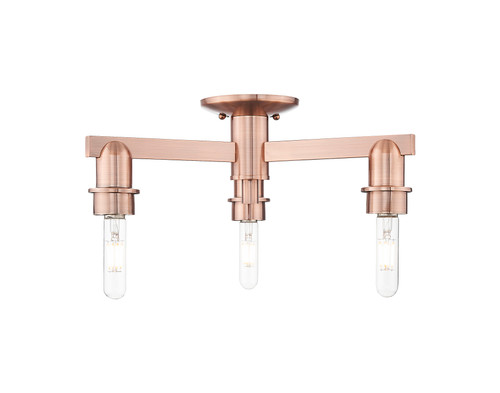 INNOVATIONS 716-3F-AC-G559-8GWH Bridal Veil 3-Light Semi-Flush Mount Antique Copper