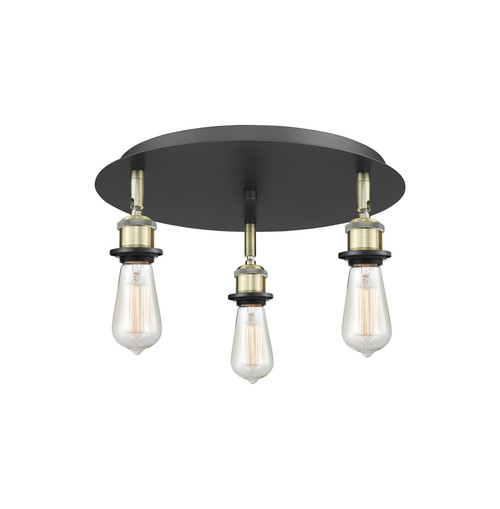 INNOVATIONS 516-3C-BAB-G559-8SDY Bridal Veil 3-Light Flush Mount Black Antique Brass