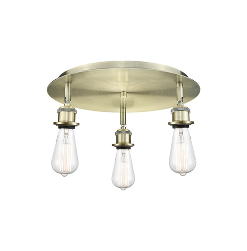INNOVATIONS 516-3C-AB-G559-8GWH Bridal Veil 3-Light Flush Mount Antique Brass