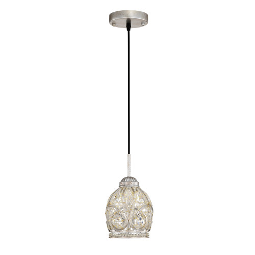 WAREHOUSE OF TIFFANY'S MD259/1AS Telder 5.9 in. 1-Light Indoor Antique Silver Finish Pendant Light