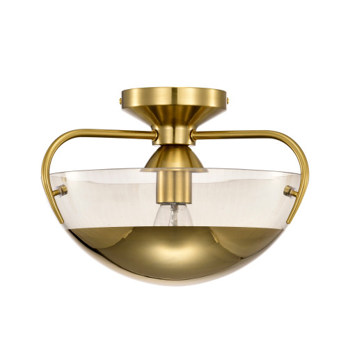 WAREHOUSE OF TIFFANY'S CD226/1BS Vexa 13 in. 1-Light Indoor Brass Finish Semi-Flush Mount Ceiling Light WAREHOUSE OF TIFFANY'S CD226/1BS Vexa 13 in. 1-Light Indoor Brass Finish Semi-Flush Mount Ceiling Light