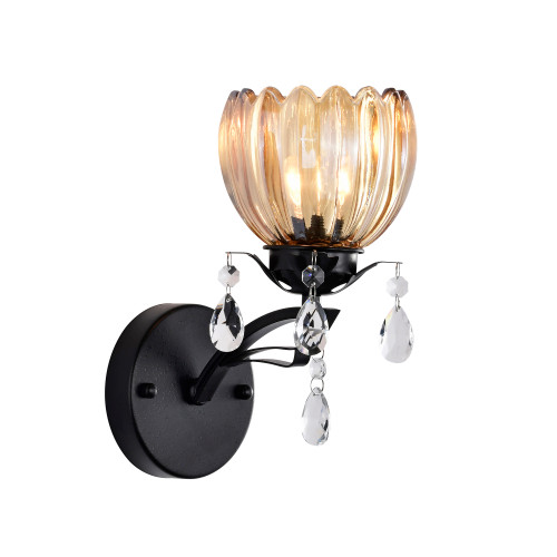 WAREHOUSE OF TIFFANY'S WL273/1BB Aubrie 7.7 in. 1-Light Indoor Black Finish Wall Sconce
