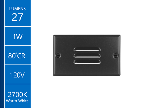 NICOR LIGHTING STP2L120HBK STP2 Horizontal Louvered Black LED Step Light