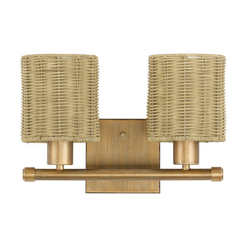 LIVEX LIGHTING 13702-48 2 Light Antique Gold Leaf Vanity Sconce