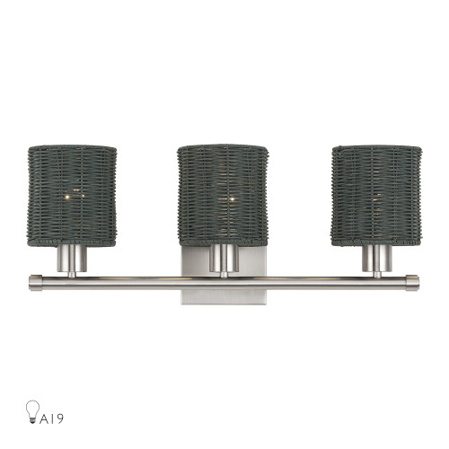 LIVEX LIGHTING 13718-91 3 Light Brushed Nickel Vanity Sconce