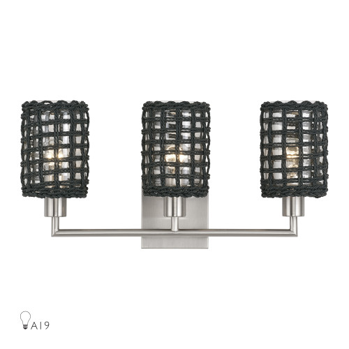LIVEX LIGHTING 14043-91 3 Light Brushed Nickel Vanity Sconce
