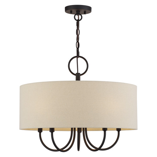 LIVEX LIGHTING 58865-07 5 Light Bronze Pendant Chandelier