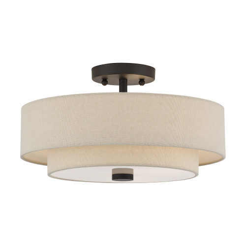 LIVEX LIGHTING 58854-07 3 Light Bronze Large Semi-Flush