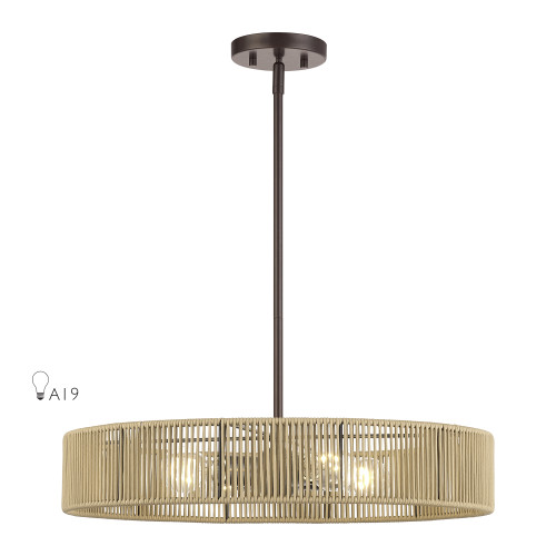LIVEX LIGHTING 53174-92 4 Light English Bronze Pendant