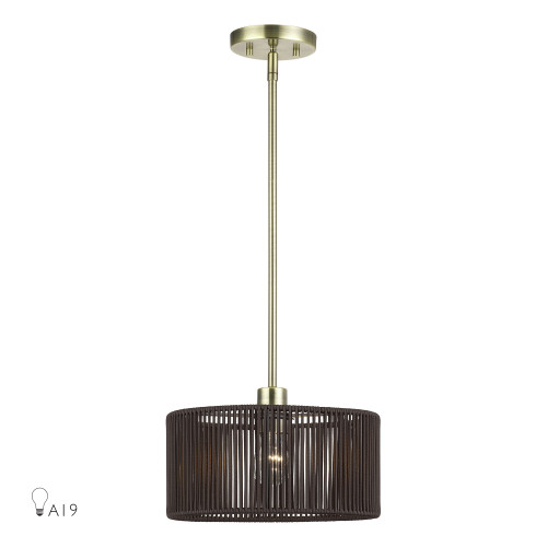 LIVEX LIGHTING 49122-01 1 Light Antique Brass Pendant