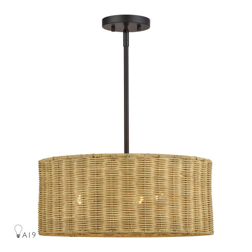 LIVEX LIGHTING 60043-07 3 Light Bronze Pendant Chandelier