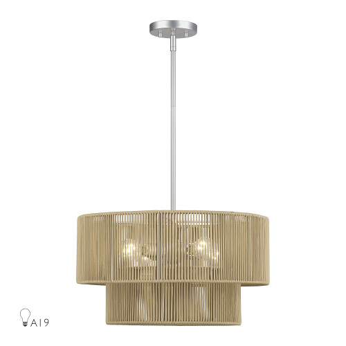 LIVEX LIGHTING 53154-81 4 Light Painted Nickel Pendant Chandelier