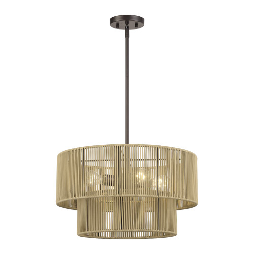 LIVEX LIGHTING 53154-92 4 Light English Bronze Pendant Chandelier