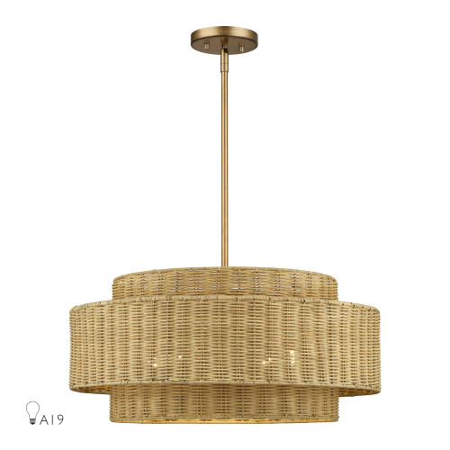 LIVEX LIGHTING 60039-48 5 Light Antique Gold Leaf Pendant Chandelier