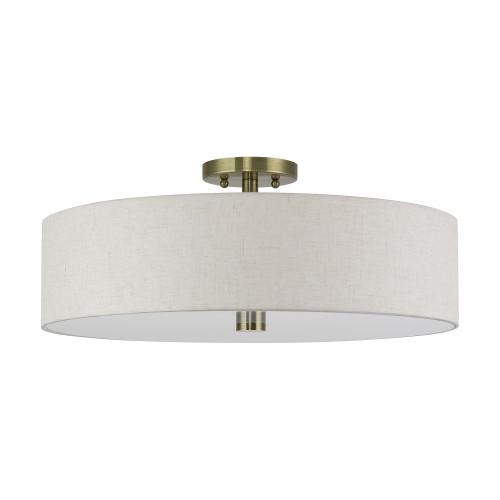 LIVEX LIGHTING 52141-01 5 Light Antique Brass Extra Large Semi-Flush