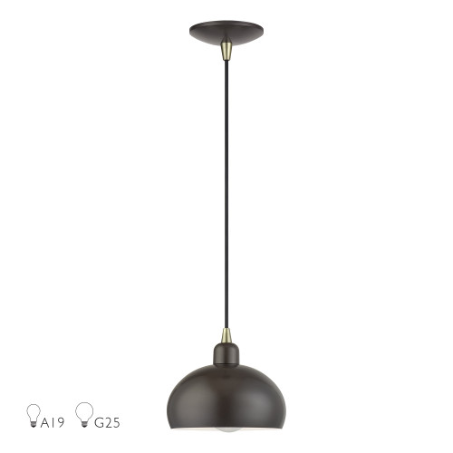 LIVEX LIGHTING 51513-92 1 Light English Bronze Mini Pendant